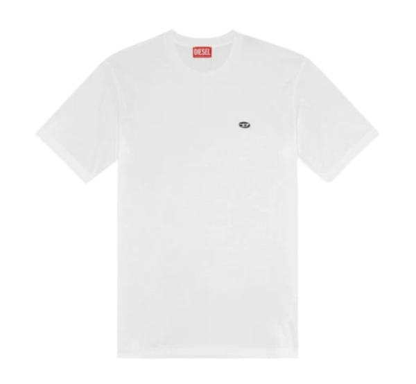 Diesel T-Just-Doval-PJ T-Shirt with Oval D Patch White