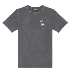 Diesel T-Just-G14 Faded T-Shirt with Triple Logo Embroidery Black