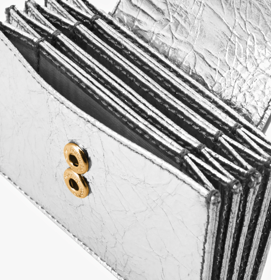 Vivienne Westwood Metallic Crinkle Flap Card Holder Silver