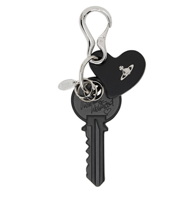 Vivienne Westwood: Black Leather Key & Heart Keychain 