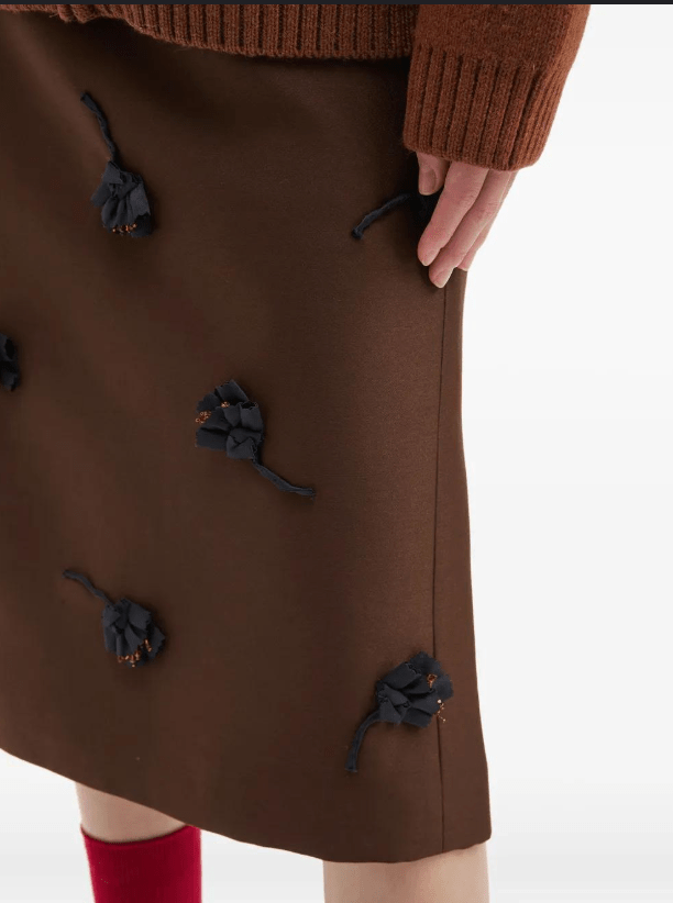 Shushu/Tong Brown Back Slit Straight Skirt