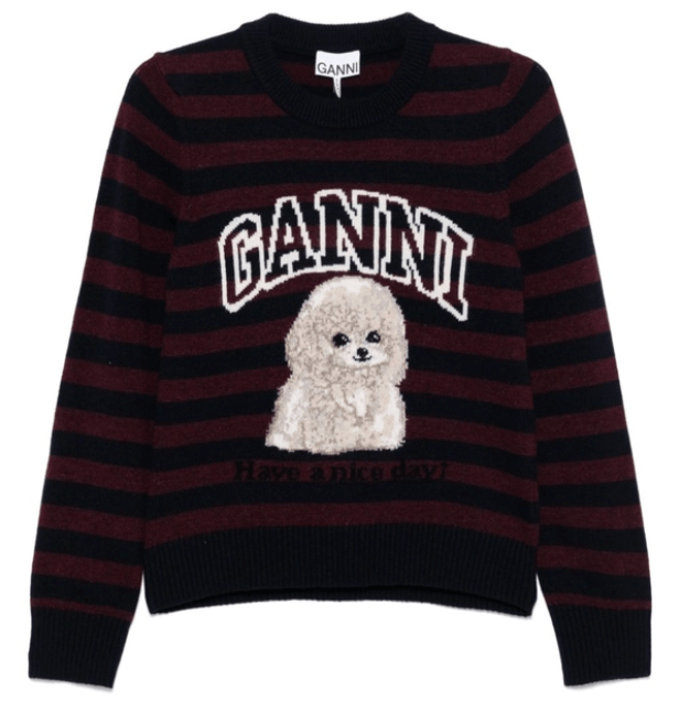 Burgundy Striped Poodle Sweater
