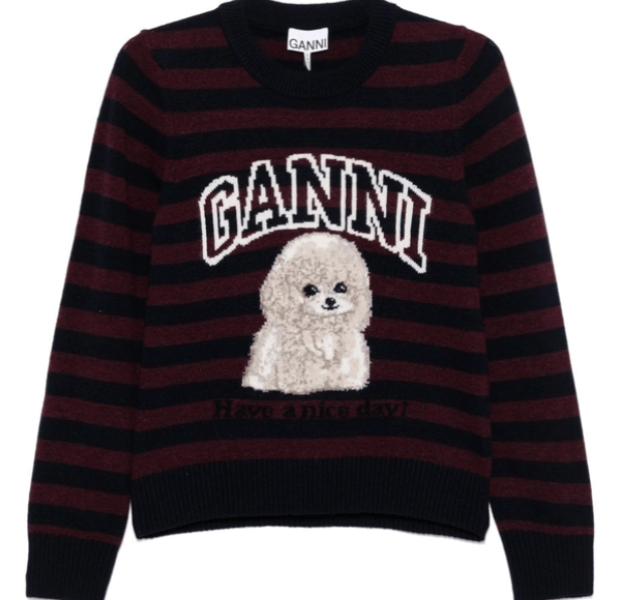 Burgundy Striped Poodle Sweater