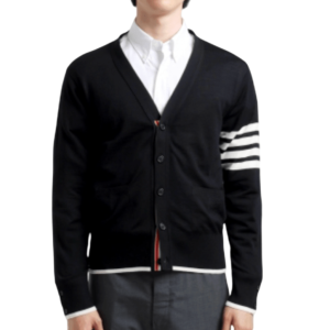 Thom Browne Fine Merino Wool 4-Bar Relaxed Fit Cardigan Black