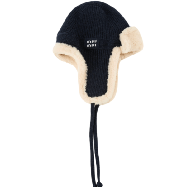 Miu Miu Logo Motif Trapper Hat Blue