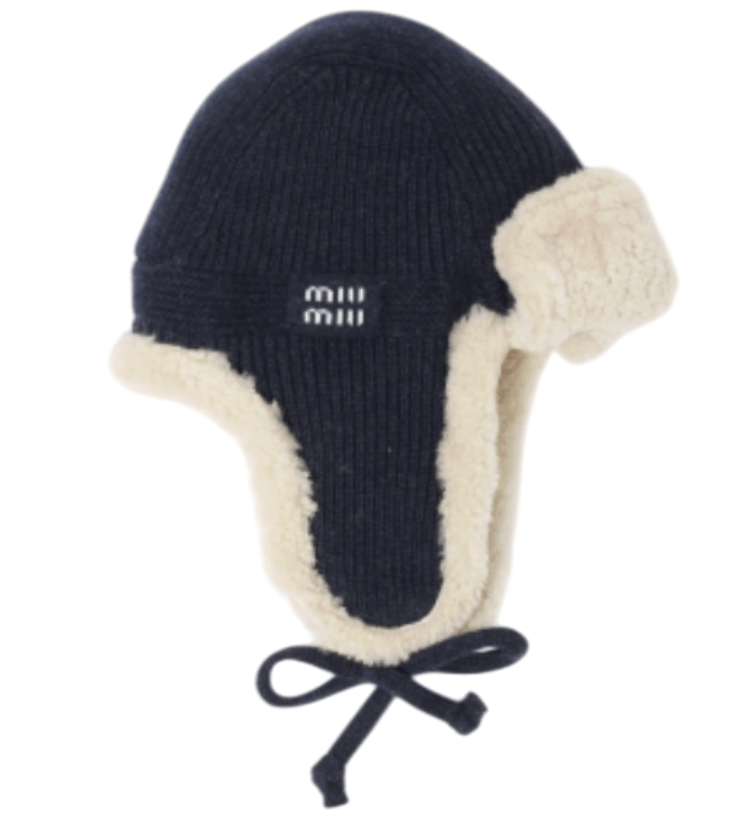 Miu Miu Logo Motif Trapper Hat Blue