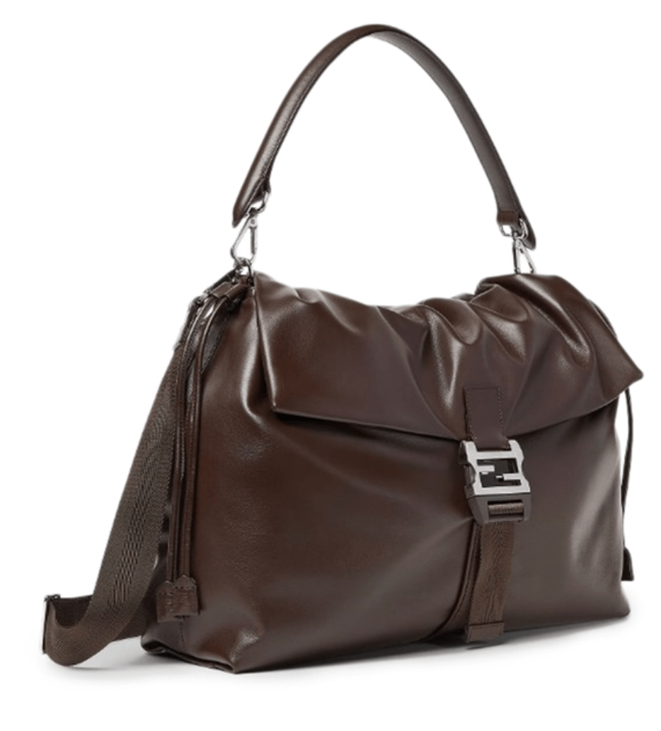 Fendi Flux Maxi Messenger Leather Brown