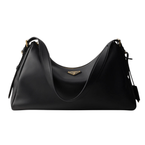 Prada Aimee Large Leather Shoulder Bag Black