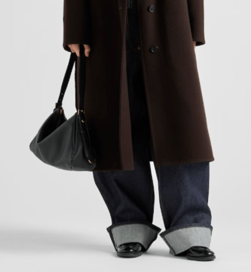 Prada Aimee Large Leather Shoulder Bag Black