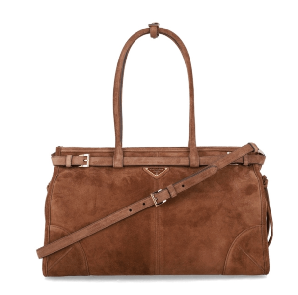 Prada Medium Bonnie buckle-fastening Suede Tote Bag 