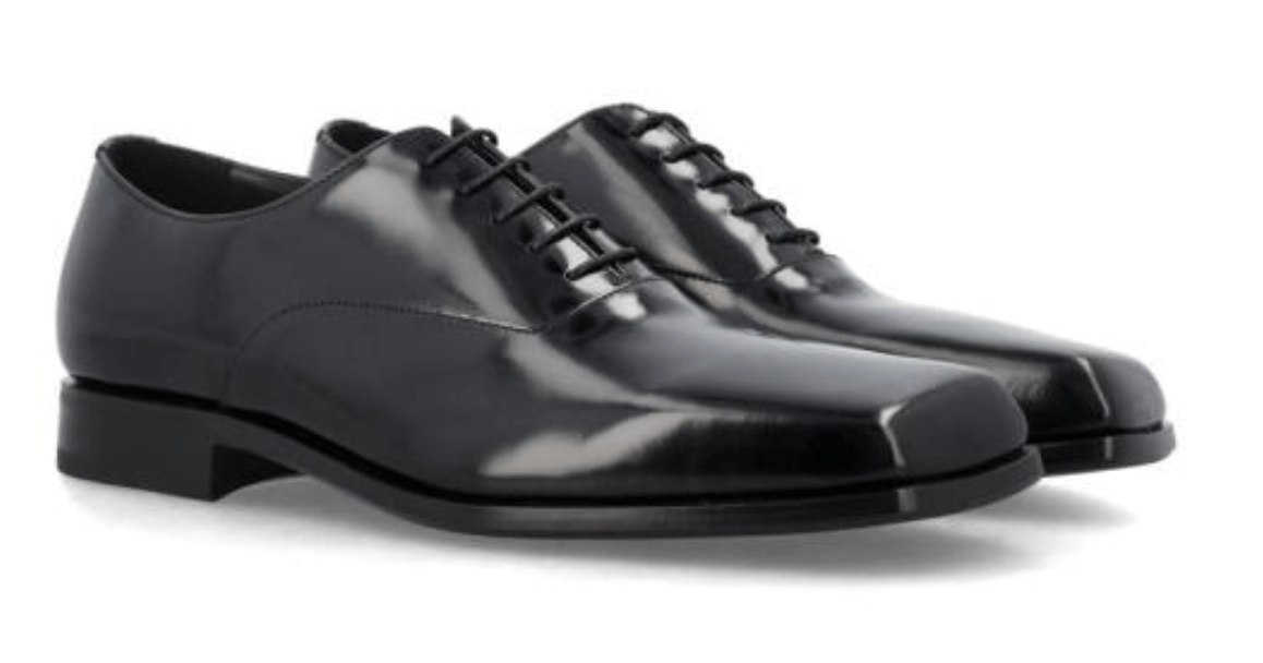 Prada Brushed Leather Oxford Shoes in Black