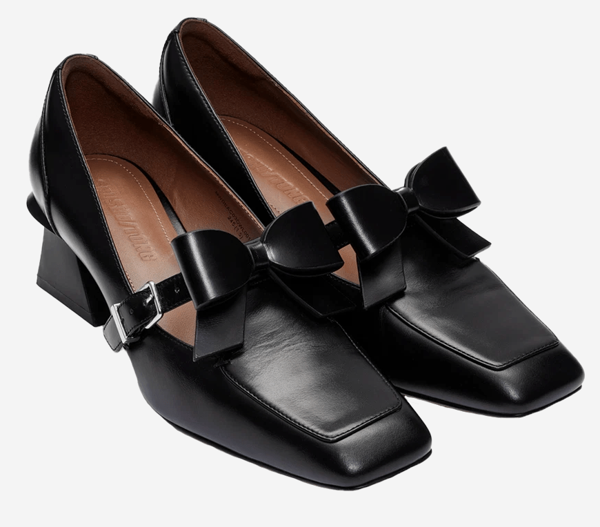 Shushu/Tong Women Square Toe Mid Heel Shoes Black - 25FW