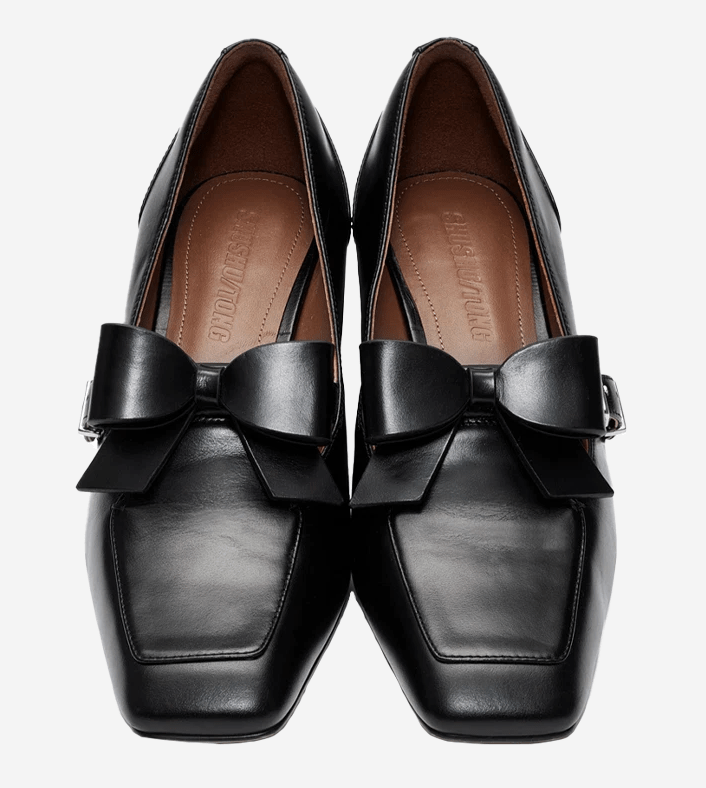 Shushu/Tong Women Square Toe Mid Heel Shoes Black - 25FW