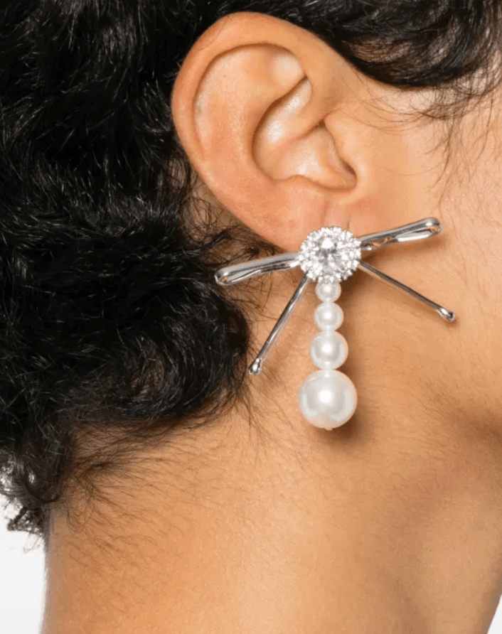  YVMIN X SHUSHUTONG Hair Clip Patchwork Bow Pearl Tassel Stud Earrings