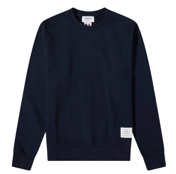Thom Browne Loopback Center Back Stripe Crewneck Pullover Knit Navy