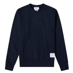Thom Browne Loopback Center Back Stripe Crewneck Pullover Knit Navy