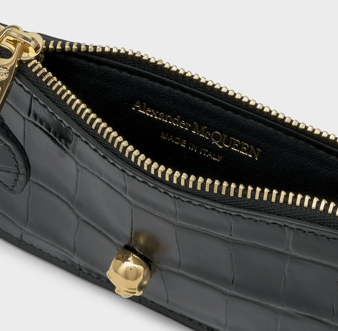ALEXANDER McQUEEN Skull Zipper Card Holder - Black