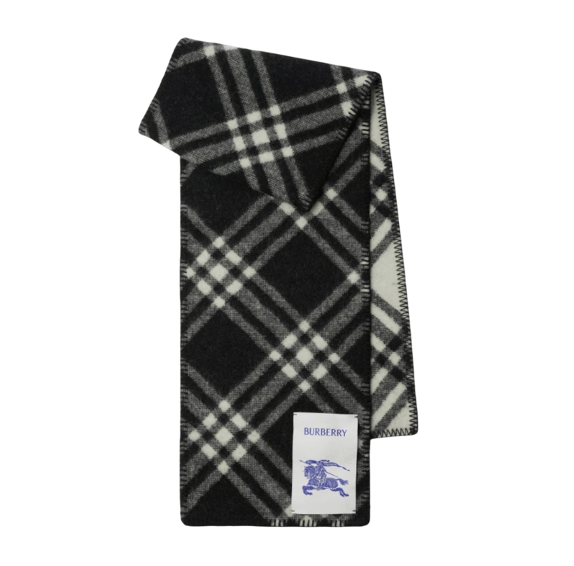 Burberry Check Wool Scarf Black