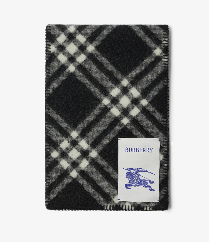 Burberry Check Wool Scarf Black