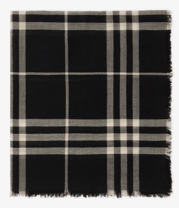 Burberry Check Wool Scarf Black Calico