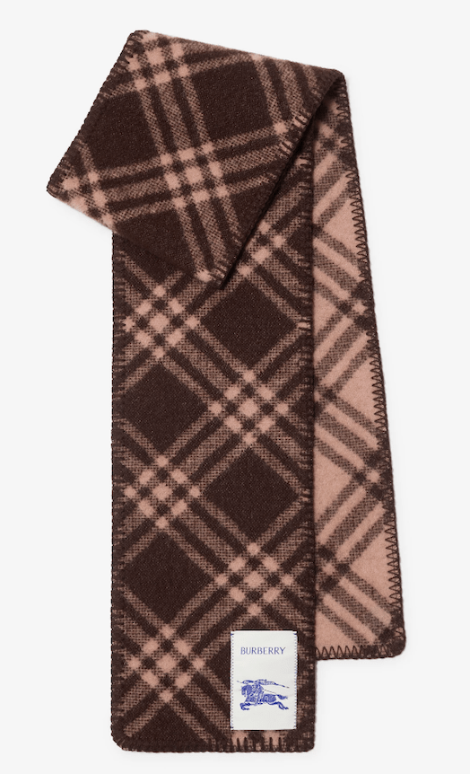 Slim checked wool scarf