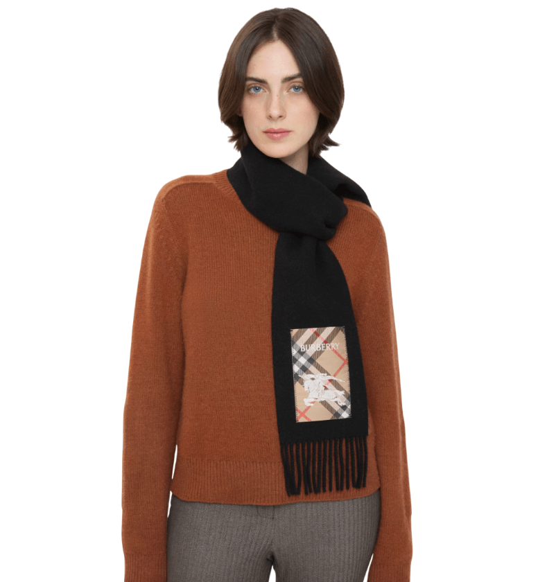 Checked label cashmere scarf 81161071