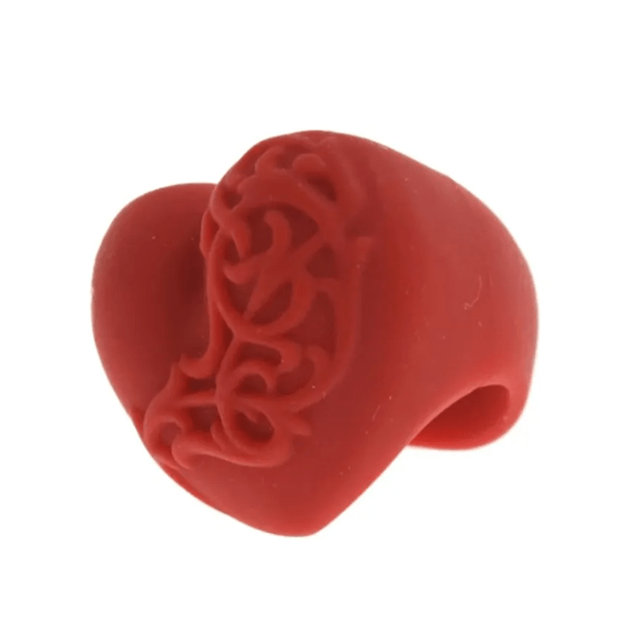 Chrome Hearts Silichrome CH Heart Ring Red 