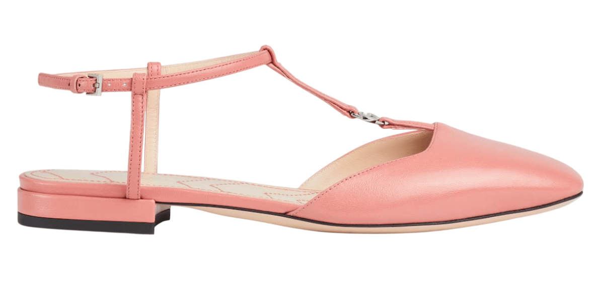 (W) Gucci Double G Ballet Flat Pink Leather