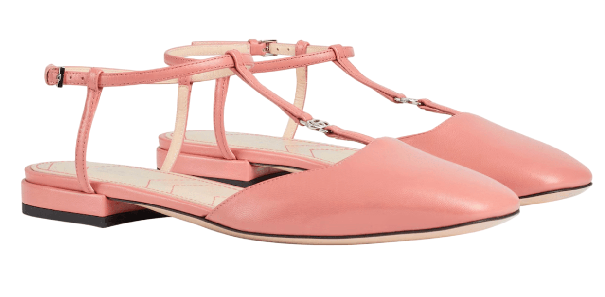 (W) Gucci Double G Ballet Flat Pink Leather