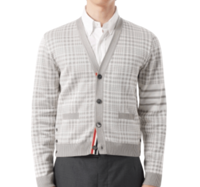 Thom Browne 4-Bar Stripe Gingham Check Jacquard Cotton Silk