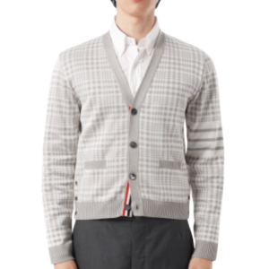 Thom Browne 4-Bar Stripe Gingham Check Jacquard Cotton Silk