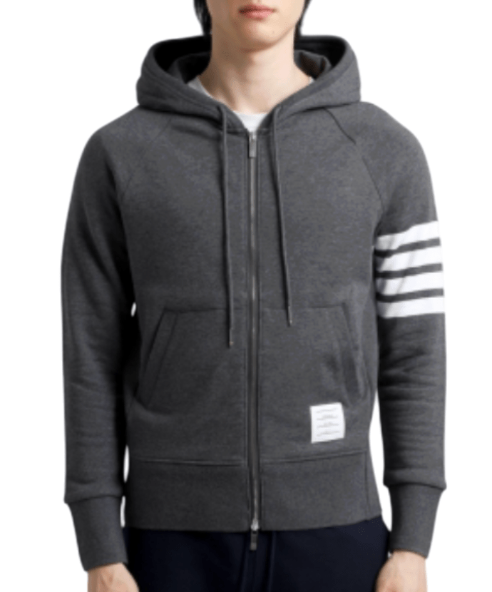 Thom Browne Engineered 4-Bar Zip Hoodie Dark Grey