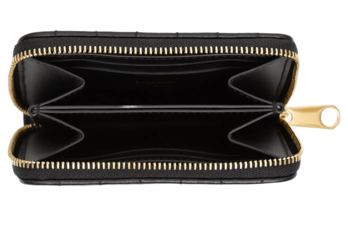 Burberry Quilted Leather Lola Zip Wallet Black Light Gold