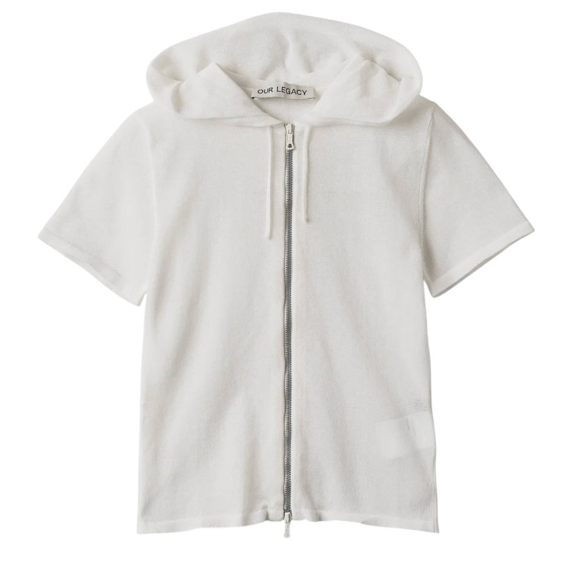 OUR LEGACY Zipper short sleeve knit hood - White 
