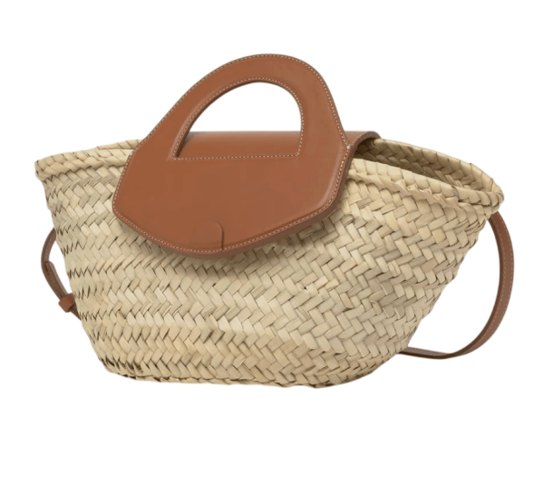 Hereu Alqueria Leather-Trimmed Straw Tote Bag Beige Tan