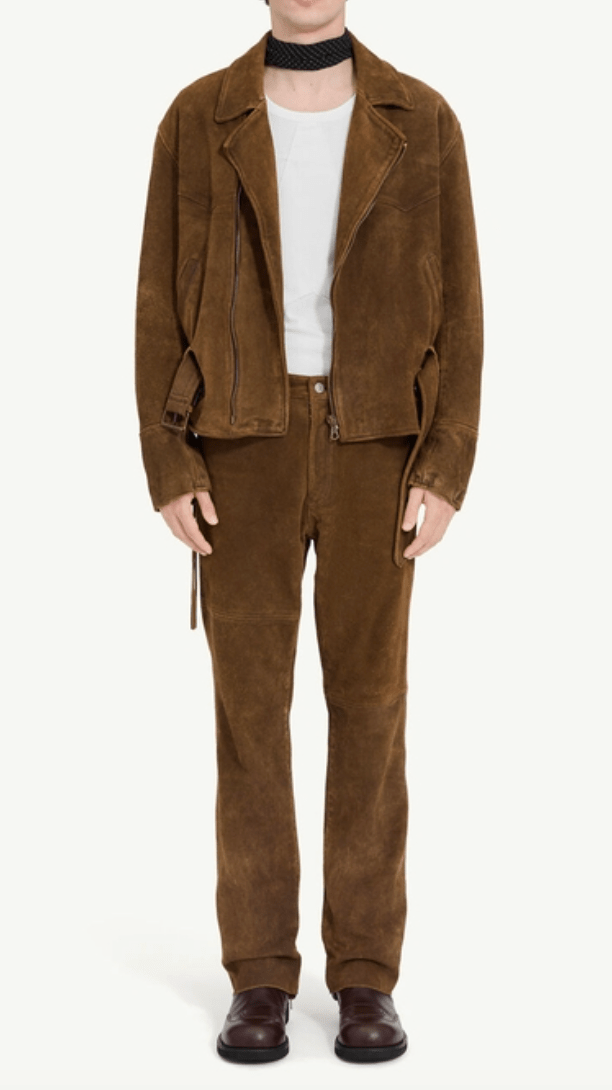 Calf Leather Suede Biker Jacket 