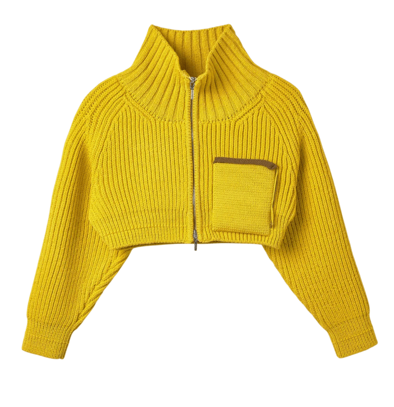 JACQUEMUS Le Arco Coat Zip-Up Knit Cardigan