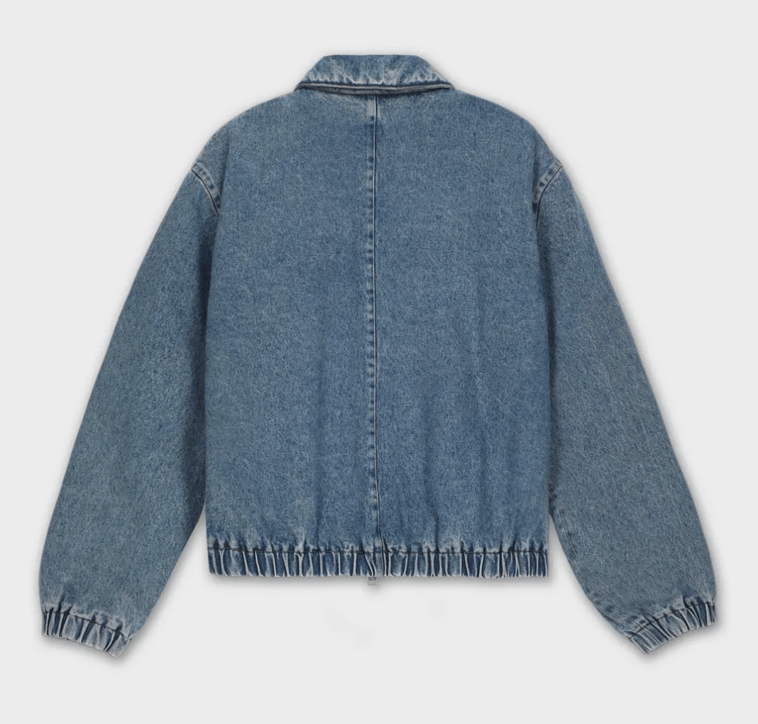 Heart Logo Zip-up Denim Jacket - Blue