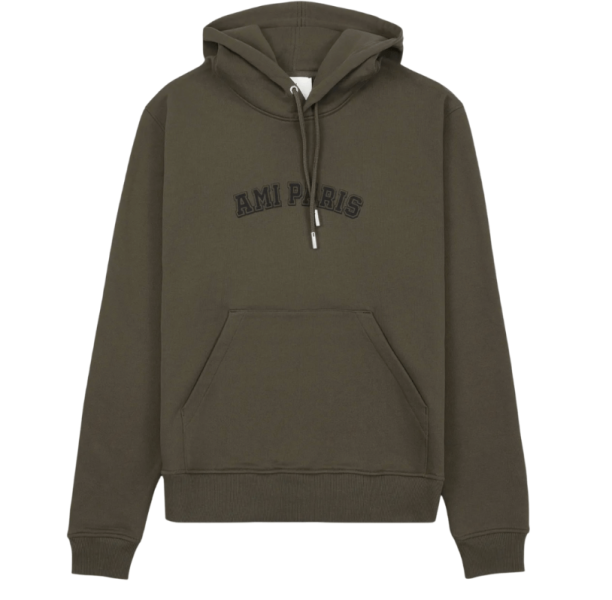 AMI PARIS Logo Hoodie - Dark Coffee 