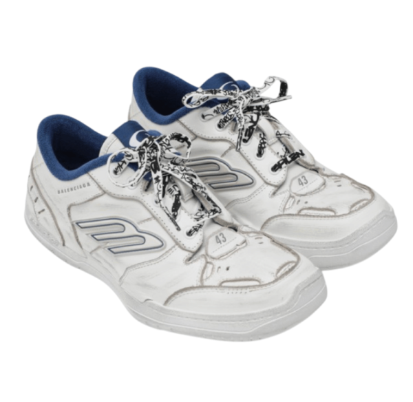 Balenciaga Hamptons Worn Out Sneakers White Dark Blue