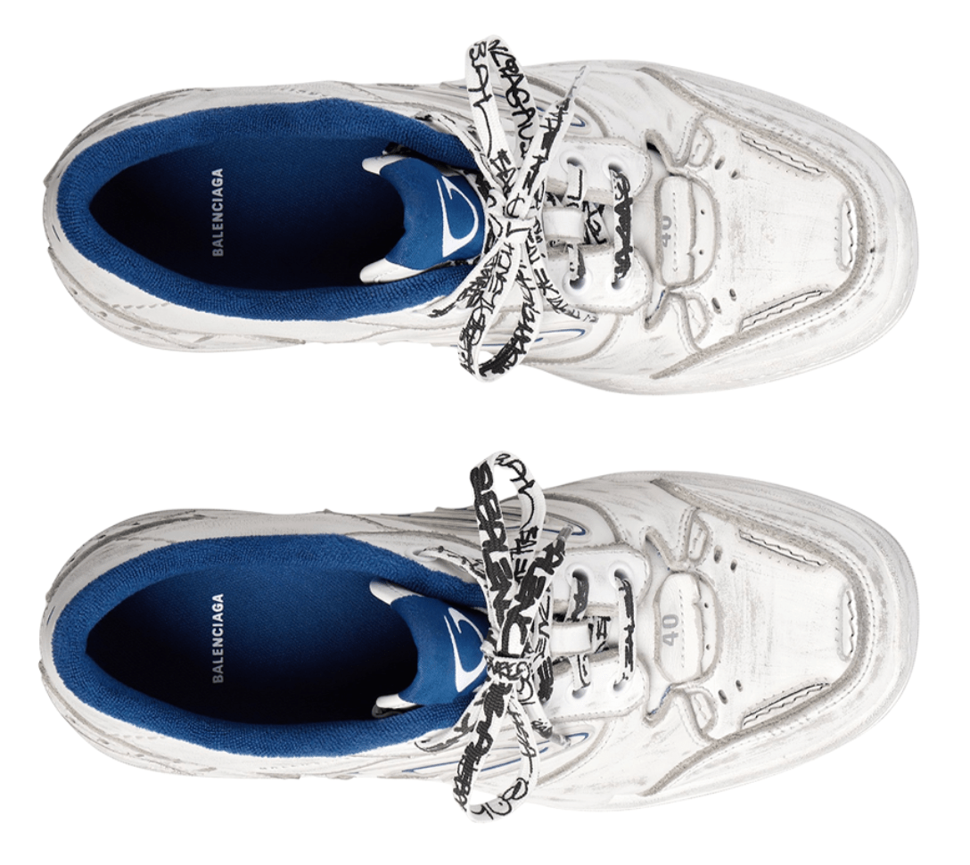 Balenciaga Hamptons Worn Out Sneakers White Dark Blue