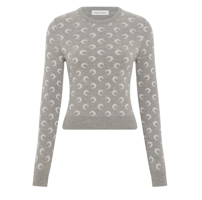MARINE SERRE Moon Wool Blend Sweater Light Grey