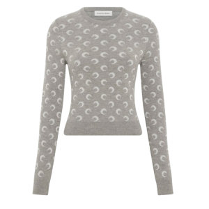 MARINE SERRE Moon Wool Blend Sweater Light Grey