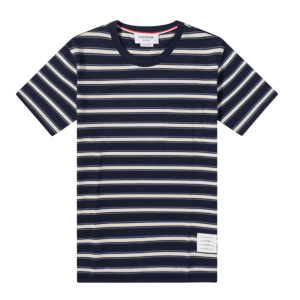 Thom Browne Stripe Short Sleeve Pocket T-Shirt Navy