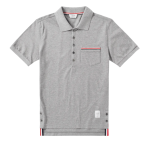 Thom Browne RWB Pocket Trim Pique Polo Shirt Light Grey