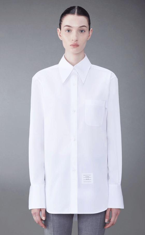 (W) Thom Browne Poplin Oversized Shirt White