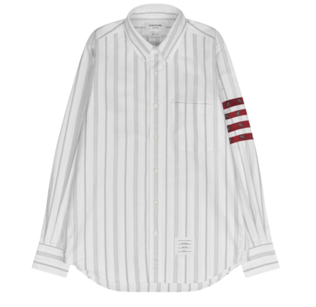 Thom Browne Paisley Tie Jacquard 4-Bar Straight Fit Shirt Medium Grey