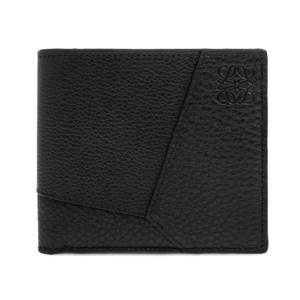 Puzzle bifold wallet in supple grained calfskin Black