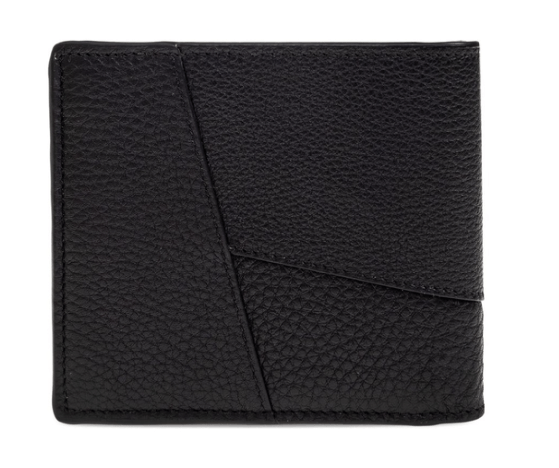 Puzzle bifold wallet in supple grained calfskin Black