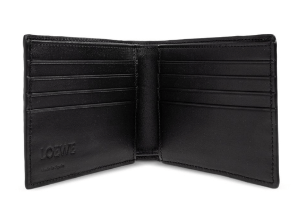 Puzzle bifold wallet in supple grained calfskin Black